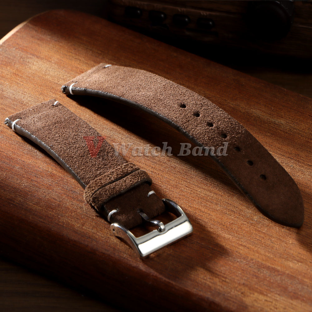 Suede Strap Watch - 20 мм 22 мм Высококачественный замшевый