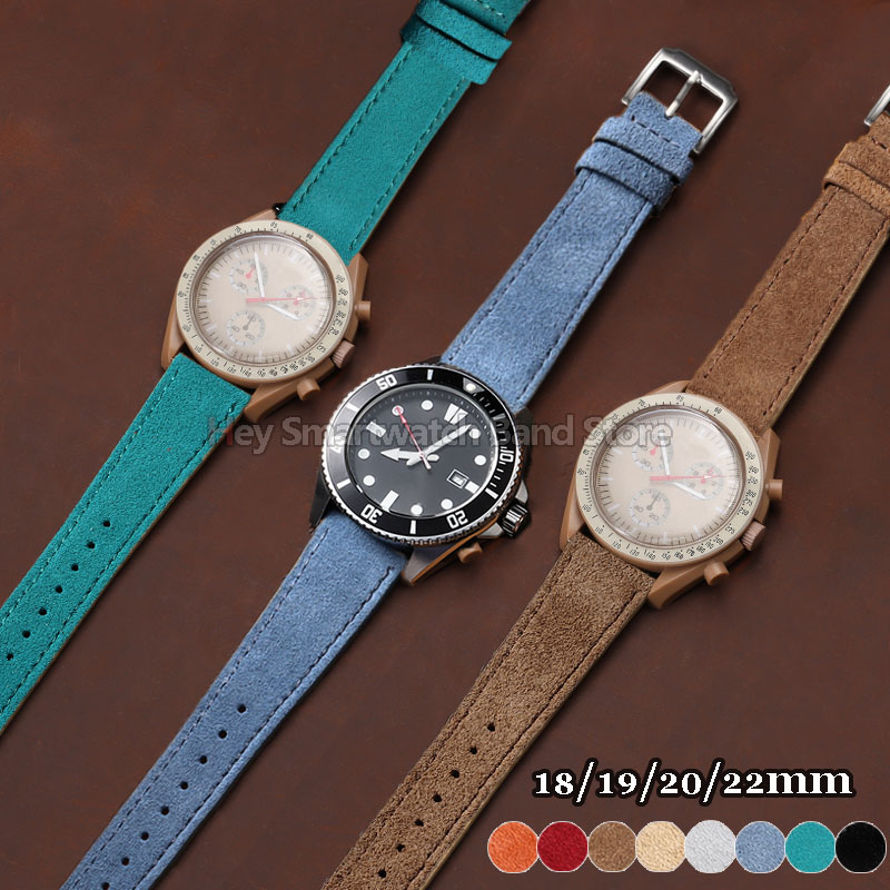 Suede Strap Watch - Винтажный замшевый кожаный ремешок 18/19/20/22 мм